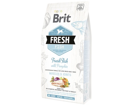 Granule pre psov Brit Fresh Fish Adult Large 2,5 kg Brit Fresh Fish s tekvicou balenie suchého krmiva pre psov
