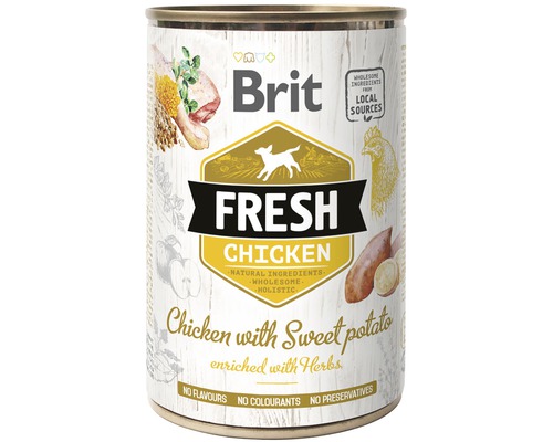 Konzerva pre psov Brit Fresh Chicken with Sweet Potato 400 g Konzerva pre psy Brit s kuracím mäsom a batatmi