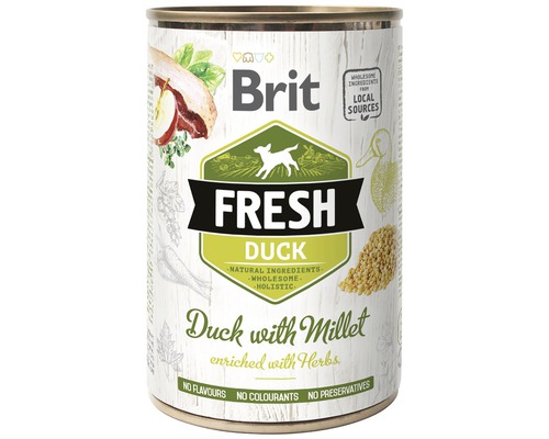 Konzerva pre psov Brit Fresh Duck with Millet 400 g