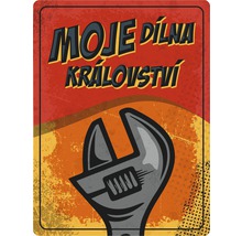 Plagát s hasákom a textom Moja dielňa Moje kráľovstvo