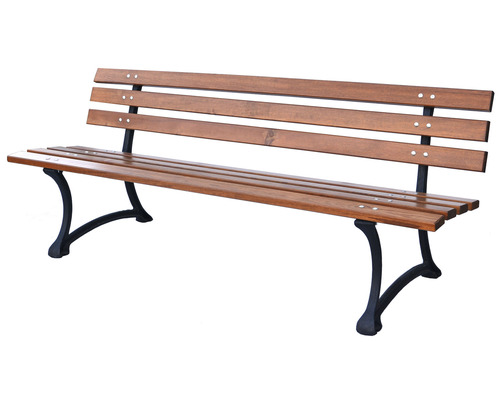 Drevená záhradná lavica s operadlom a kovovými nohami