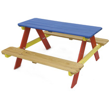 Detský záhradný nábytok Piknik farebná súprava stolík a 2 lavice-thumb-0
