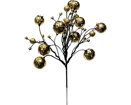 Dekoratívna vetva so zlatými guľami pre slávnostné dekorácie
