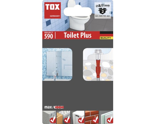 Upevňovací materiál TOX Project 590 Toilet Plus, priemer osem milimetrov, dĺžka 51 milimetrov, dva kusy