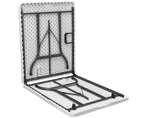 Skladací stôl s kovovým rámom a držadlom