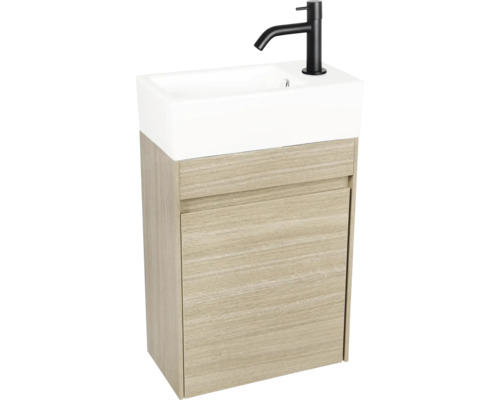 Umývadlo s umývadlovou skrinkou, batériou a jednou zásuvkou