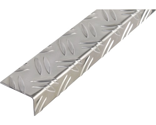 Alu L profil ryhovaný plech 53,6x29,5x1,5mm dĺžka 1m Schodový profil z hliníka s vrúbkovaným plechom
