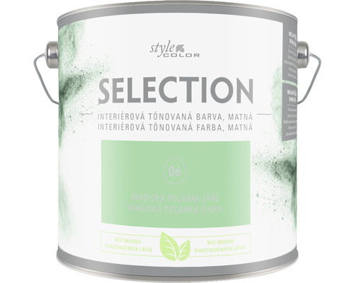Farba na stenu StyleColor Selection Magická polárna žiara zelená 2,5 l Vedro s interiérovou tónovanou farbou, matné