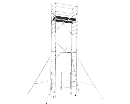 Pojazdné lešenie s kolieskami a výložníkmi