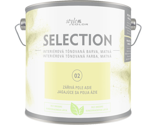Farba na stenu StyleColor Selection Jagajúce sa polia Ázie žltá 2,5 l Vedro s farbou na interiéry
