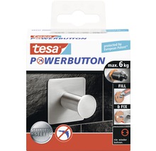 Tesa Powerbutton lepiaci háčik s nerezovým vzhľadom, maximálna nosnosť 6 kilogramov, nie je potrebné vŕtať