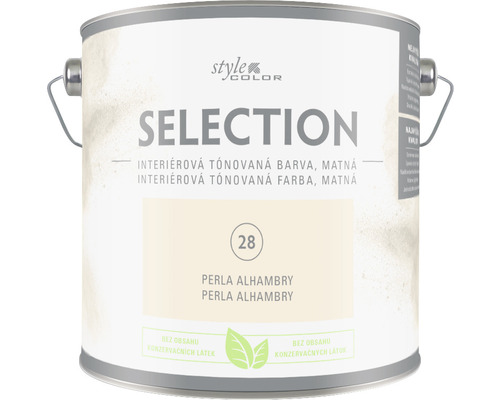 Farba na stenu StyleColor Selection Perla Alhambry krémová 2,5 l Vedro s farbou s nápisom Selection Interiérová Tónovaná Barva, Matná Perla Alhambry