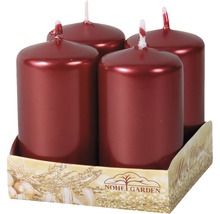 Adventné sviečky metalické lesklé červené Ø4x8 cm 4 ks-thumb-1
