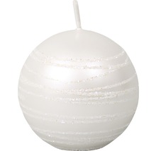 Dekoratívna guľatá sviečka s trblietavými líniami