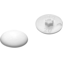 Dve biele krycie krytky z plastu s údajmi o veľkosti