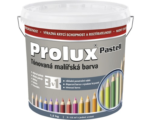 Farba na stenu Prolux Pastell 0147 sivá 1,5 kg Vedro tónovanej maliarskej farby Prolux Pastell pre interiéry, 1,5 kilogramu