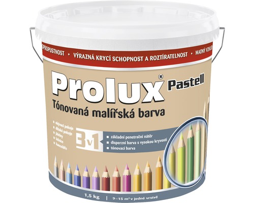 Farba na stenu Prolux Pastell 0267 svetlohnedá 1,5 kg Vedro s tónovanou interiérovou farbou