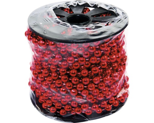 Perlová reťaz na cievke červená Ø8 mm 10 m Ozdobná perličková girlanda na cievke