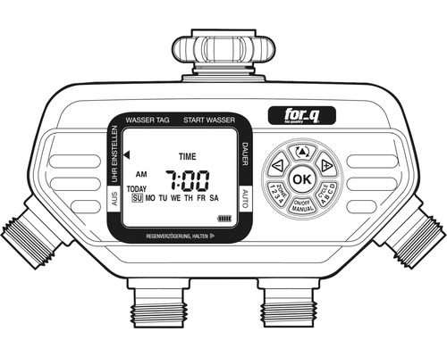 for Q Zavlažovací počítač s displejom a niekoľkými prípojkami