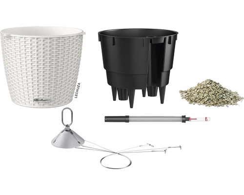 Kompletná sada kvetináča Lechuza s vnútornou vložkou, substrátom a ukazovateľom hladiny vody