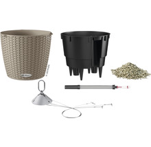Samozavlažovací kvetináč závesný plastový Lechuza Nido Cottage Ø27 cm pieskovo hnedý