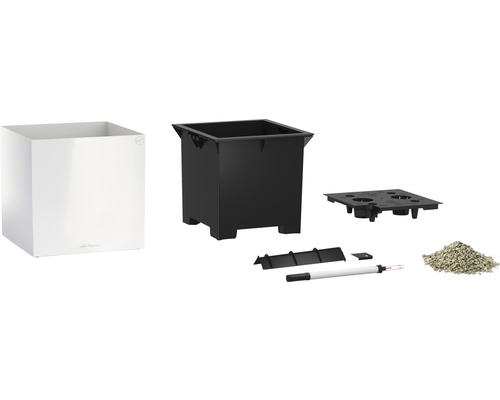 Kompletná súprava kvetináčov s kvetináčom, vnútornou nádobou, zavlažovacím systémom, ukazovateľom hladiny vody a substrátom pre rastliny