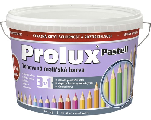 Farba na stenu Prolux Pastell 0347 fialová 7 kg + 1 kg Vedro tónovanej disperznej farby pre interiéry