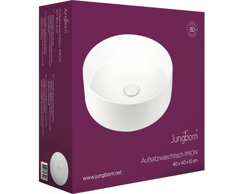 Umývadlo na dosku Jungborn IMION 40 x 40 x 12 cm v obale produktu