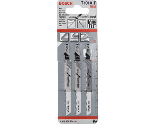 Priamočiare pílové listy Bosch T101AIF BIM, vhodné pre tvrdé drevo