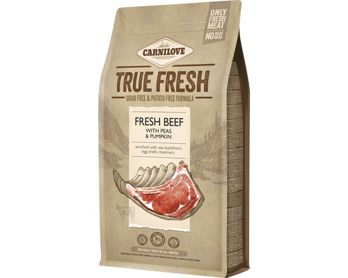 Granule pre psov Carnilove TRUE FRESH Beef Adult 1,4 kg Carnilove True Fresh suché krmivo pre psov s čerstvím hovädzím mäsom, hrachom a tekvicou