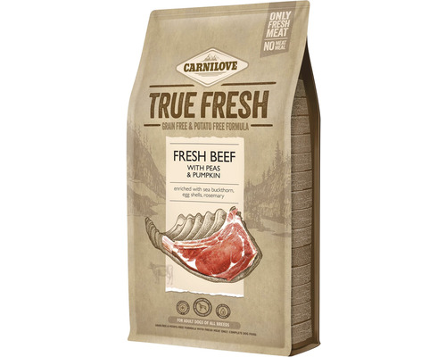 Granule pre psov Carnilove TRUE FRESH Beef Adult 4 kg Carnilove True Fresh suché krmivo pre psov s čerstvím hovädzím mäsom, hráškom a tekvicou