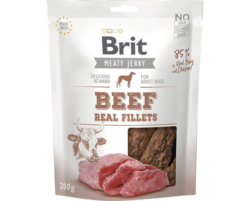 Maškrta pre psov Brit Care Jerky Beef and Chicken Fillets 200 g Brit Meaty Jerky hovädzie maškrty pre psov, balenie 200 gramov