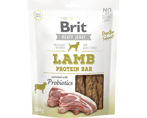 Maškrta pre psov Brit Care Jerky Lamb Protein Bar 200 g Brit Meaty Jerky proteínová tyčinka s jahňacím mäsom pre psov, 200 gramov