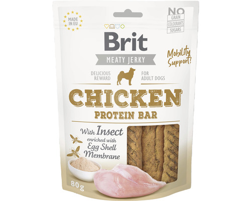 Maškrta pre psov Brit Care Jerky Chicken & Insect Protein Bar 80 g Brit Meaty Jerky Chicken Protein Bar pre dospelých psov
