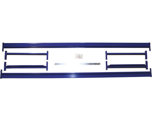 Regálová stavebnica s policami a montážnym materiálom