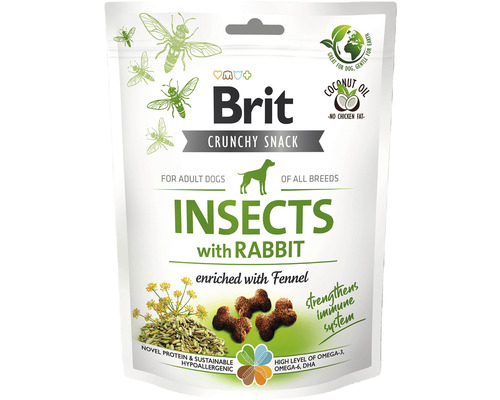 Maškrta pre psov Brit Care Crunchy Snack Insects with Rabbit and Fennel 200 g