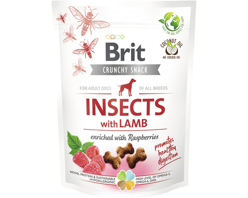 Maškrta pre psov Brit Care Crunchy Snack Insects with Lamb and Raspberries 200 g