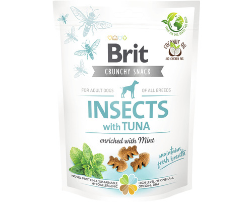 Maškrta pre psov Brit Care Crunchy Snack Insects with Tuna and Mint 200 g