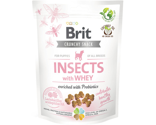 Maškrta pre psov Brit Care Crunchy Snack Insects with Whey and Probiotics 200 g