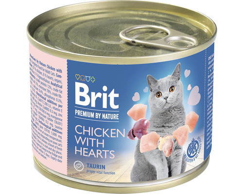Konzerva pre mačky Brit Premium by Nature Chicken with Hearts 200 g