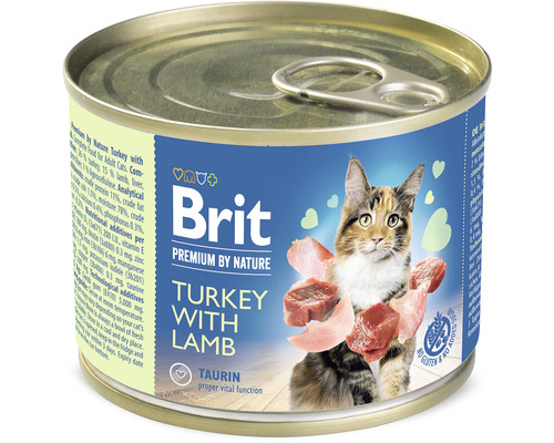 Konzerva pre mačky Brit Premium by Nature Turkey with Lamb 200 g