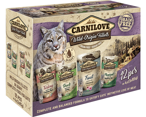 Kapsička pre mačky Carnilove Cat Pouch Multipack 12x85 g Carnilove Wild Origin Fillets krmivo pre mačky, 12 kusov