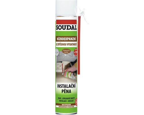 Montážna pena PUR SOUDAL inštalačná nízkoexpanzná trubičková 750 ml Inštalačná pena Soudal v plechovke