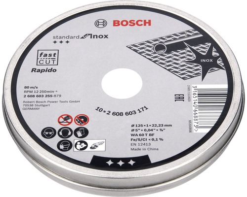 Rezací kotúč Bosch pre nerez v kovovej krabičke