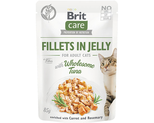 Kapsička pre mačky Brit Care Wholesome Tuna Jelly 85 g Brit Care krmivo pre mačky, filé v želé s tuniakom pre dospelé mačky, 85 gramov