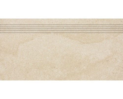 Dlažba na schody imitácia kameňa Udine béžová 30x60 cm Dlaždicový schod so štyrmi drážkami