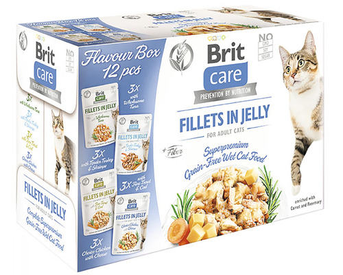 Kapsička pre mačky Brit Care Multipack Jelly 12x85 g Brit Care Flavour Box 12 kusov krmiva pre mačky s filé v želé