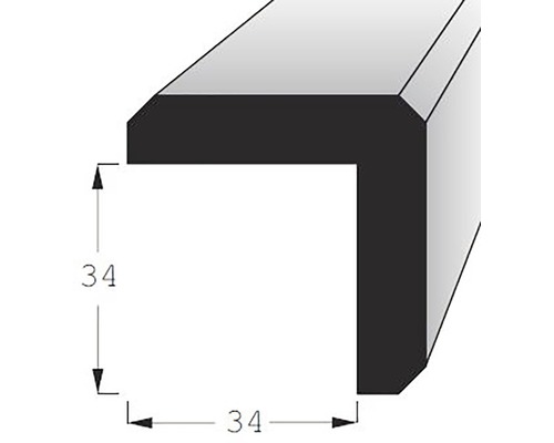 Rohová lišta ochranná s fazetou 1500 x 44 x 44 mm smrek Rohový profil s rozmermi 34 x 34