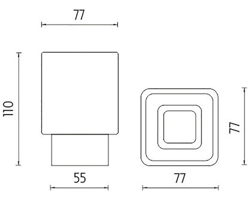 Technický nákres nástennej lampy s rozmermi