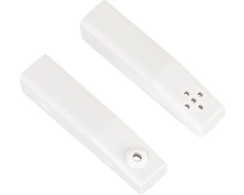 Dva biele magnetické kontakty pre alarmové systémy
